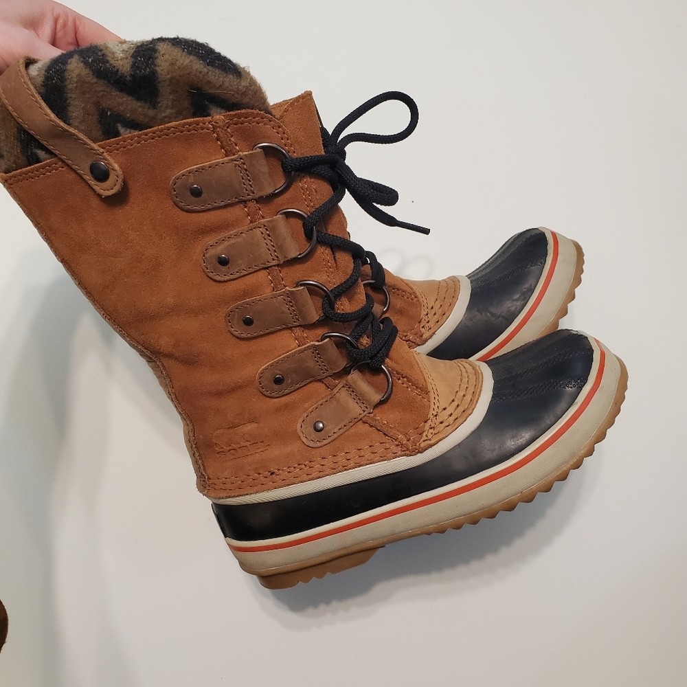 SOREL 6 Duck Boots Joan Of Arctic Knit II Boot Elk Waterproof Leather Lace Up